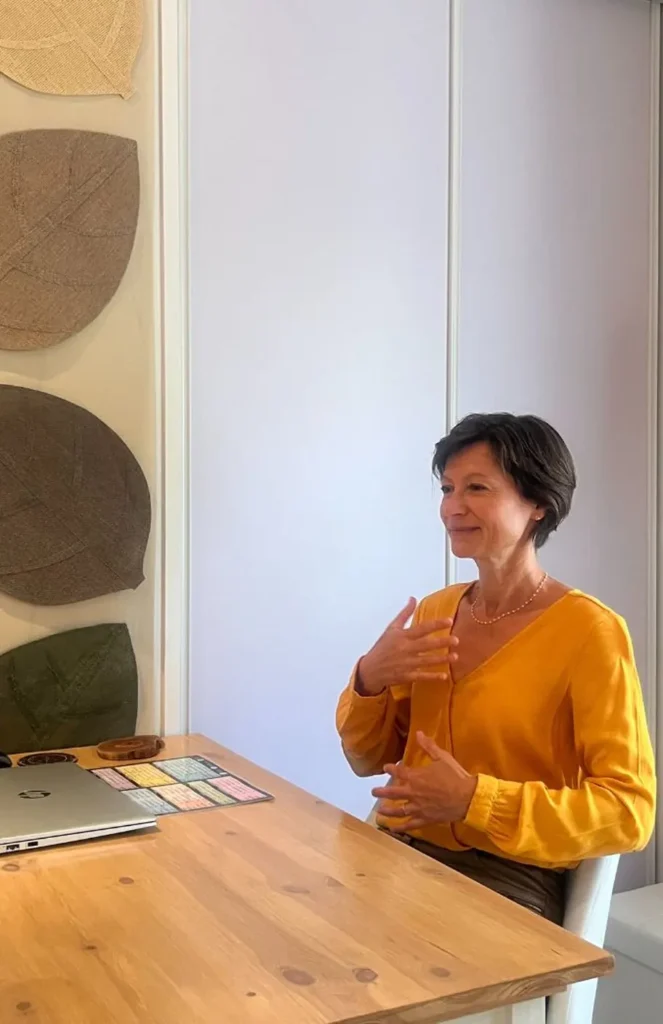 Christine Coste en échange avant la séance